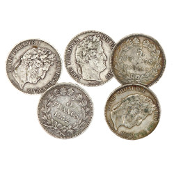 5 pièces de 5 fr argent Louis Philippe X