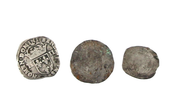 3 monnaies argent Henri III et Charles I