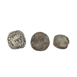 3 monnaies argent Henri III et Charles I