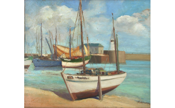 Roger LEBLANC (Xxème) "Barques à l'île d