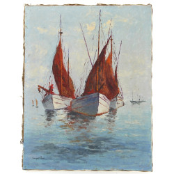 Jacques PUIG (Xxème) "Marine aux voiles 