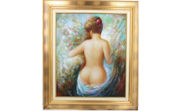 Ecole Xxème "Baigneuse", huile sur toile