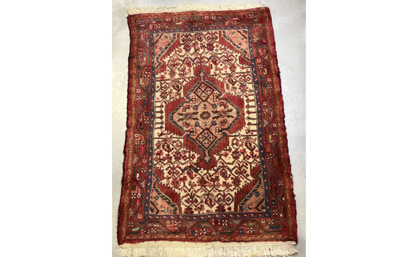 tapis iranien en laine points noués, ton