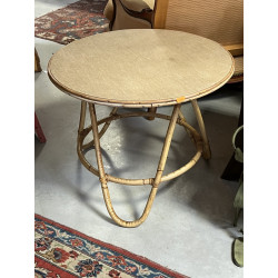 Petite table ronde en rotin vintage. H 5