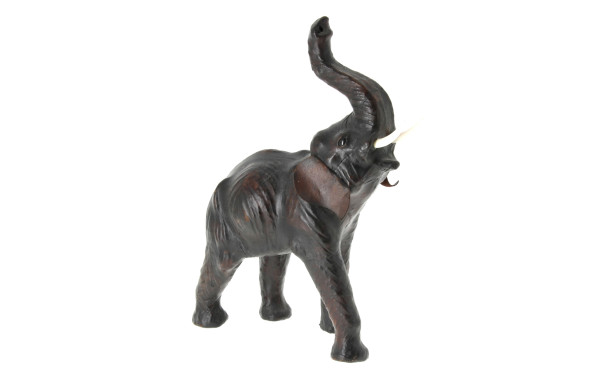 Eléphant, sujet gainé de cuir, H 39,5 x 