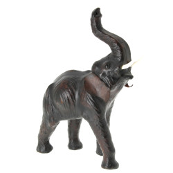 Eléphant, sujet gainé de cuir, H 39,5 x 