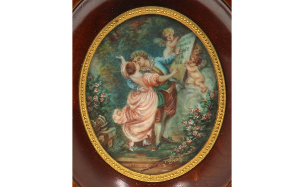 "Scène galante avec angelots", miniature