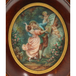 "Scène galante avec angelots", miniature