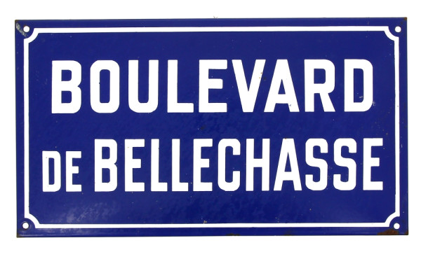 Plaque de rue en tôle émaillée blanc et 