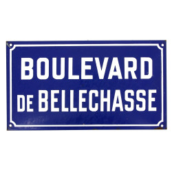 Plaque de rue en tôle émaillée blanc et 