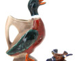 Pichet "Canard" en grès polychrome, H 33