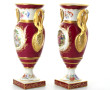 LIMOGES France - Paire de vases à anses 