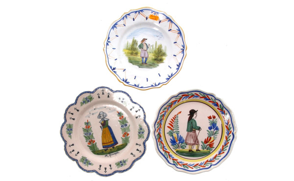 QUIMPER et BOULOGNE - Lot de 3 assiettes