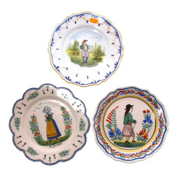 QUIMPER et BOULOGNE - Lot de 3 assiettes