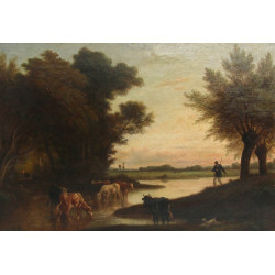 Ecole Française circa 1900 "Vaches s'abr