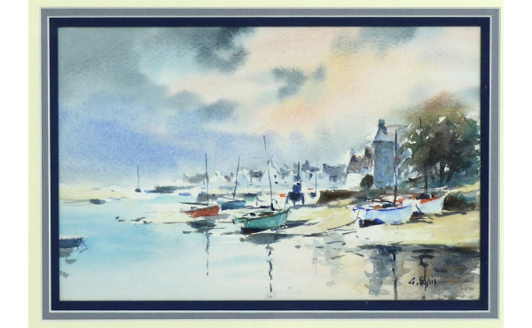 Gabriel BLAIS (Xxème) "Marine", aquarell