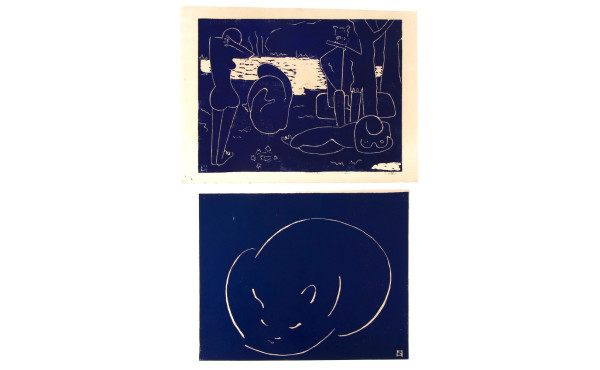 Simone HARET (1904-?) "Chat" et "Baigneu
