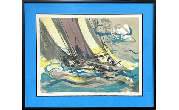 Marcel MOULY (1918-2008) "Régate", litho