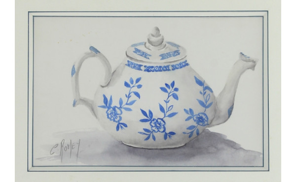 Cecil ROMEY (Xxème) "Théière bleue", aqu