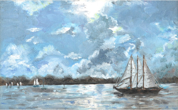 Ecole Xxè-XXIè "Marine", huile sur toile