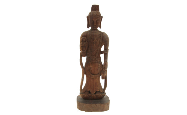 INDE ou CHINE - Divinité en bois sculpté