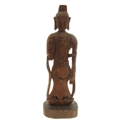 INDE ou CHINE - Divinité en bois sculpté