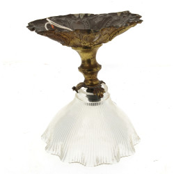 Petit plafonnier ancien en verre et méta