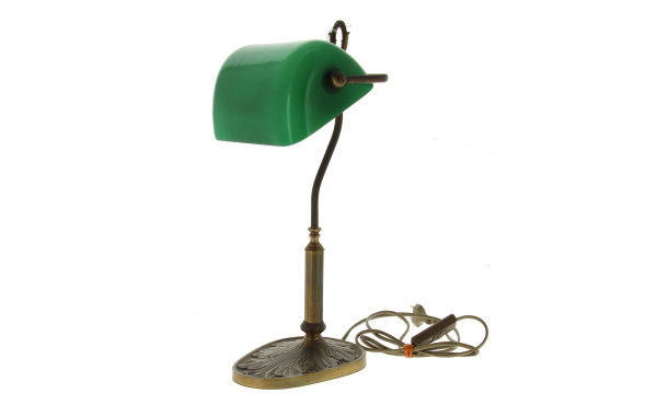 Lampe de bureau en laiton et abat-jour e