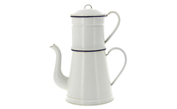Grande cafetière en tôle émaillée blanc 