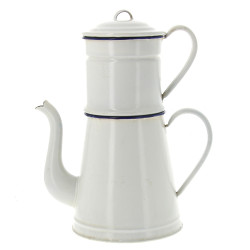 Grande cafetière en tôle émaillée blanc 
