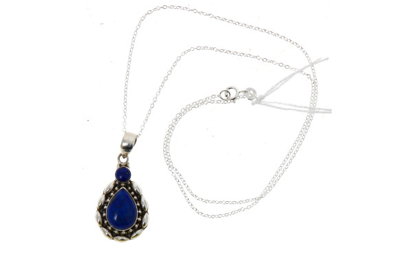 Pendentif en argent sertie de 2 lapis la