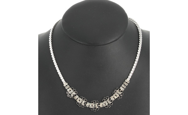Collier vintage en strass bleu marine et