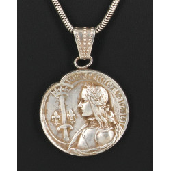 Médaille Jeanne d'Arc en métal argenté, 