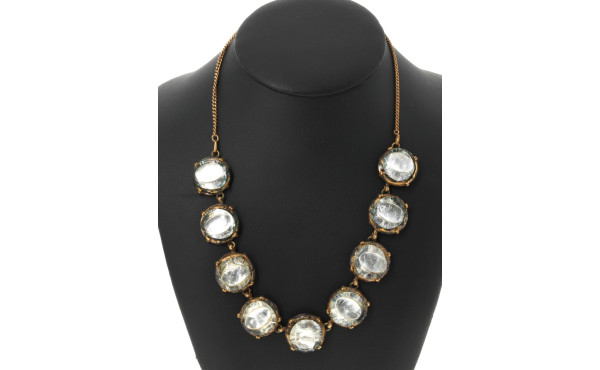 Collier vintage en verre, cuivre et méta