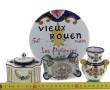 Lot de 4 pièces en faïence polychrome : 