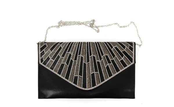 Pochette de soirée noire avec strass bla