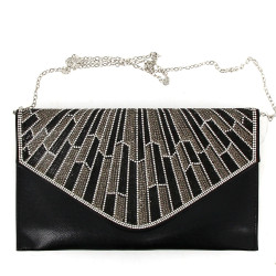 Pochette de soirée noire avec strass bla