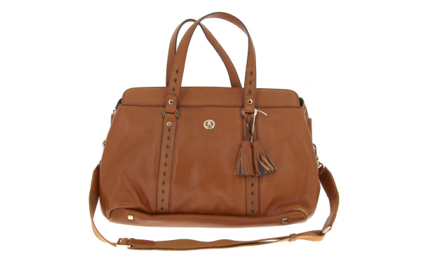 POURCHET - Sac de dame en cuir camel, 2 