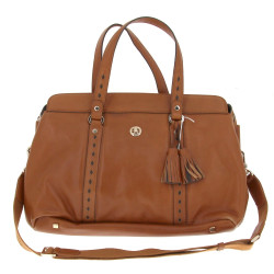 POURCHET - Sac de dame en cuir camel, 2 