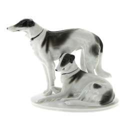 "Deux lévriers", sujet en porcelaine, Pf