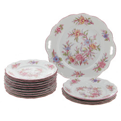 Service à gâteaux en porcelaine à décor 