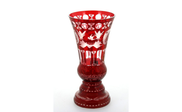 BOHEME - Vase en verre gravé rouge et tr