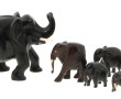 6 éléphants en bois sculpté de différent