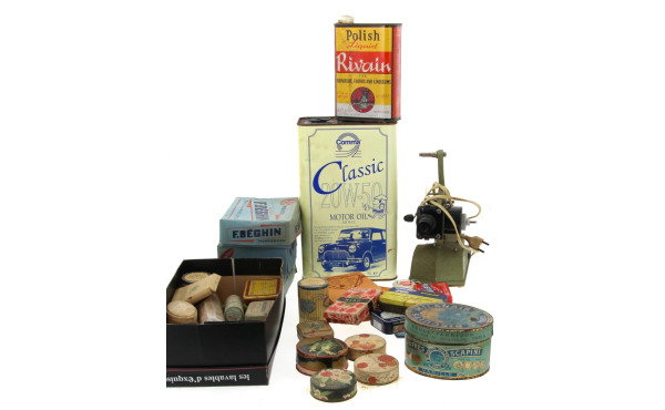 Carton de boites anciennes publicitaires