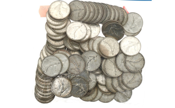 1963 - Lot de 103 pièces de 5 francs arg