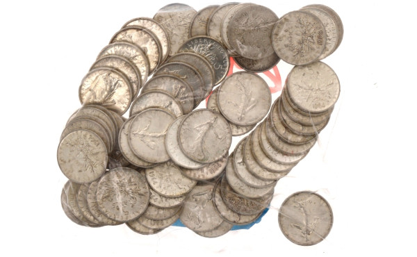 1964 - Lot de 69 pièces de 5 francs arge