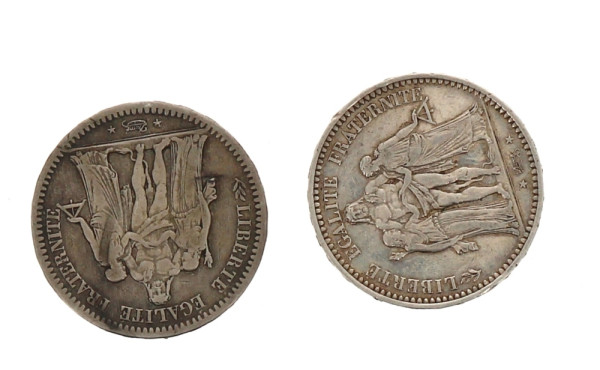 Lot de 2 pièces écus XIXème en argent 18