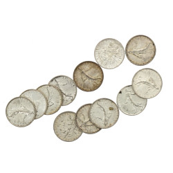 1966 - Lot de 12 pièces de 5 francs arge