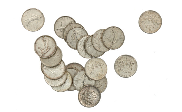 1961 - Lot de 22 pièces de 5 francs arge