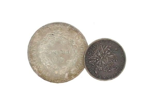 Lot de 2 pièces en argent : 1 pièce de 5
